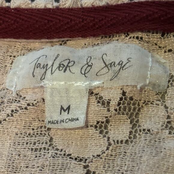 Taylor And Sage Long Sleeve Top Pink Boho Blouse Womens Size Medium - Picture 3 of 6